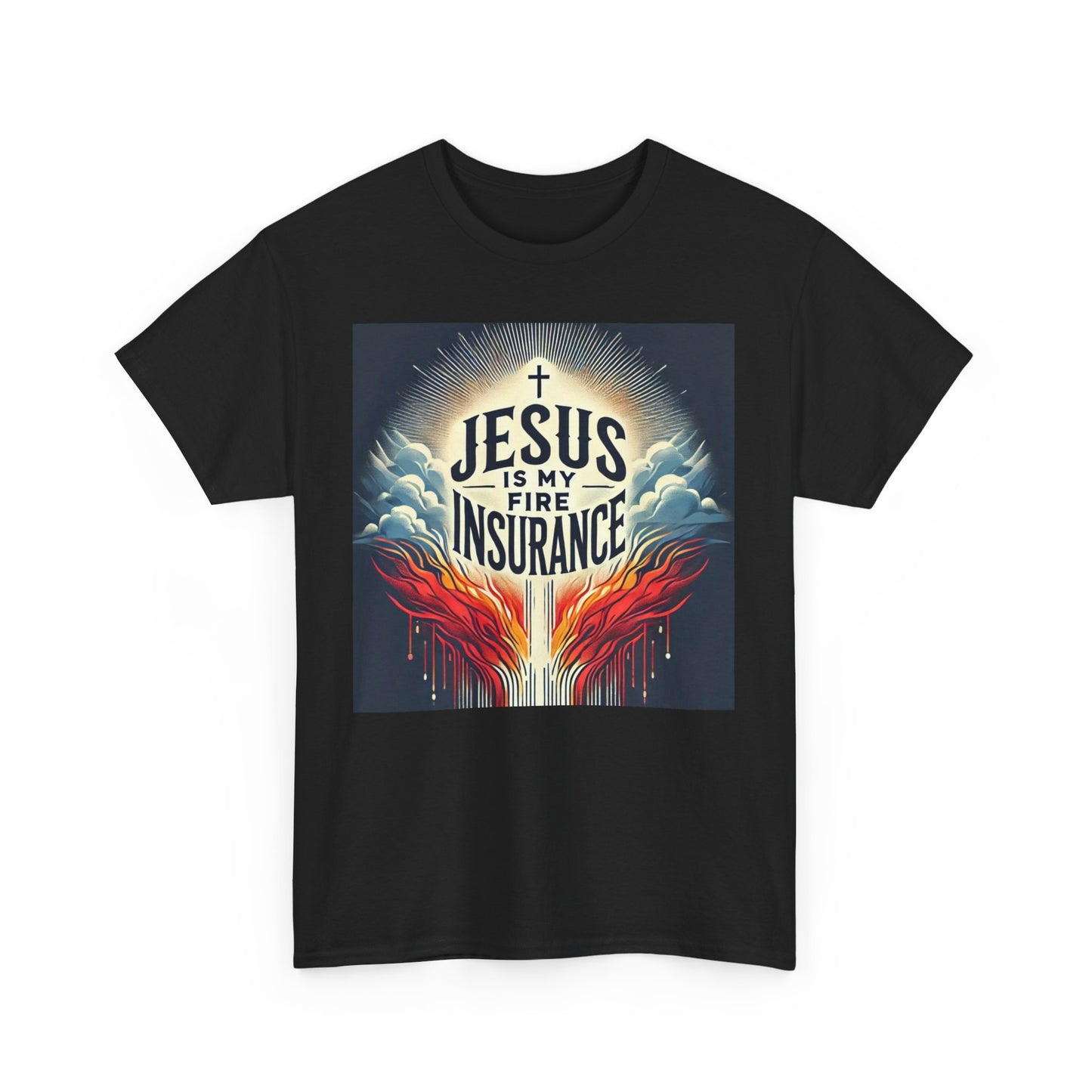 Faith-Inspired Unisex Heavy Cotton Tee - Jesus is My Fire Insurance, Christian Apparel, Religious Gifts, Casual Wear, Unique Tee