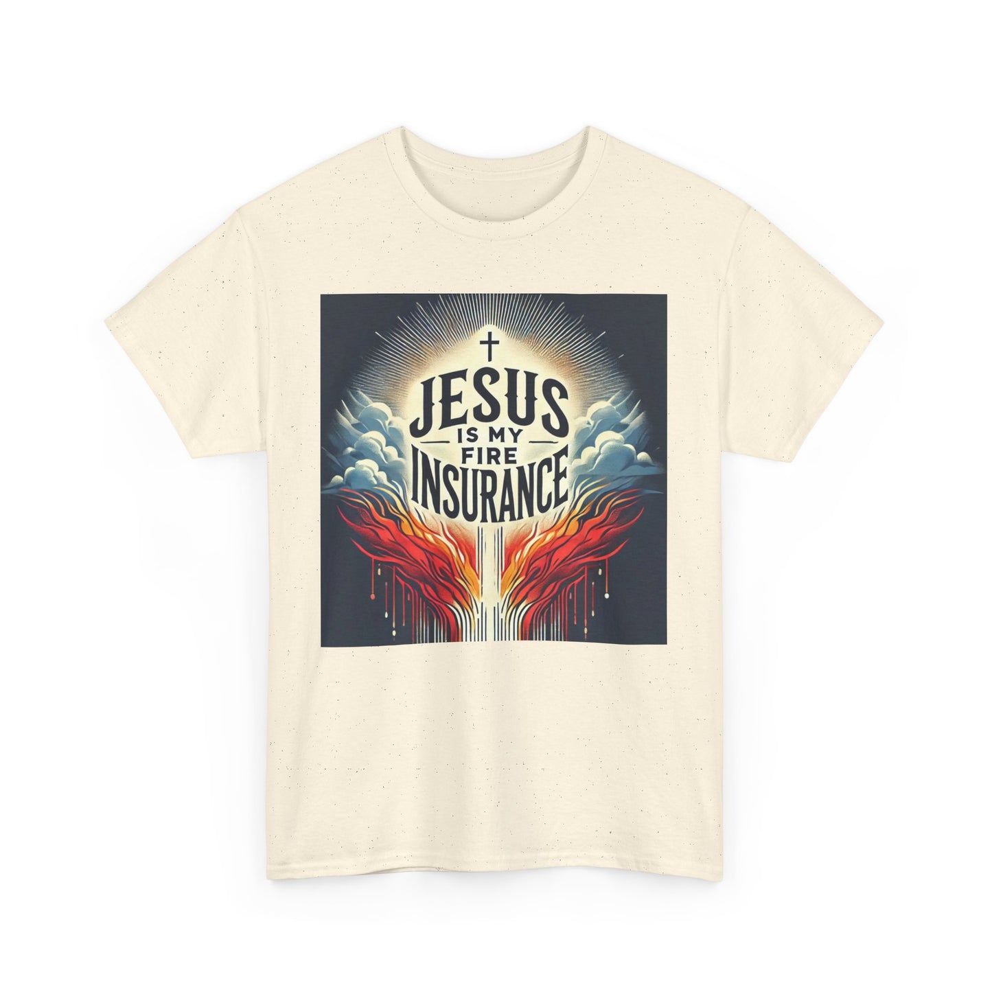 Faith-Inspired Unisex Heavy Cotton Tee - Jesus is My Fire Insurance, Christian Apparel, Religious Gifts, Casual Wear, Unique Tee