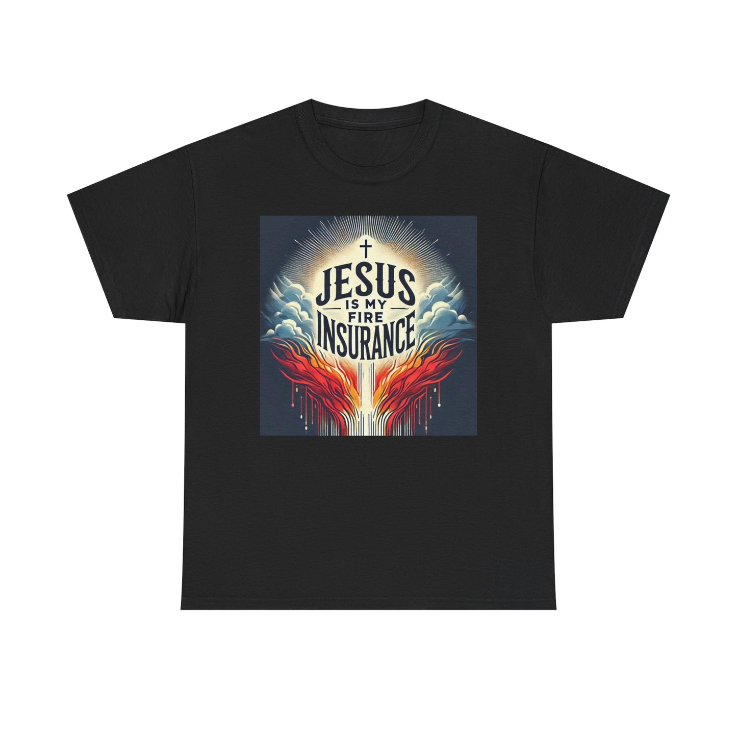 Faith-Inspired Unisex Heavy Cotton Tee - Jesus is My Fire Insurance, Christian Apparel, Religious Gifts, Casual Wear, Unique Tee