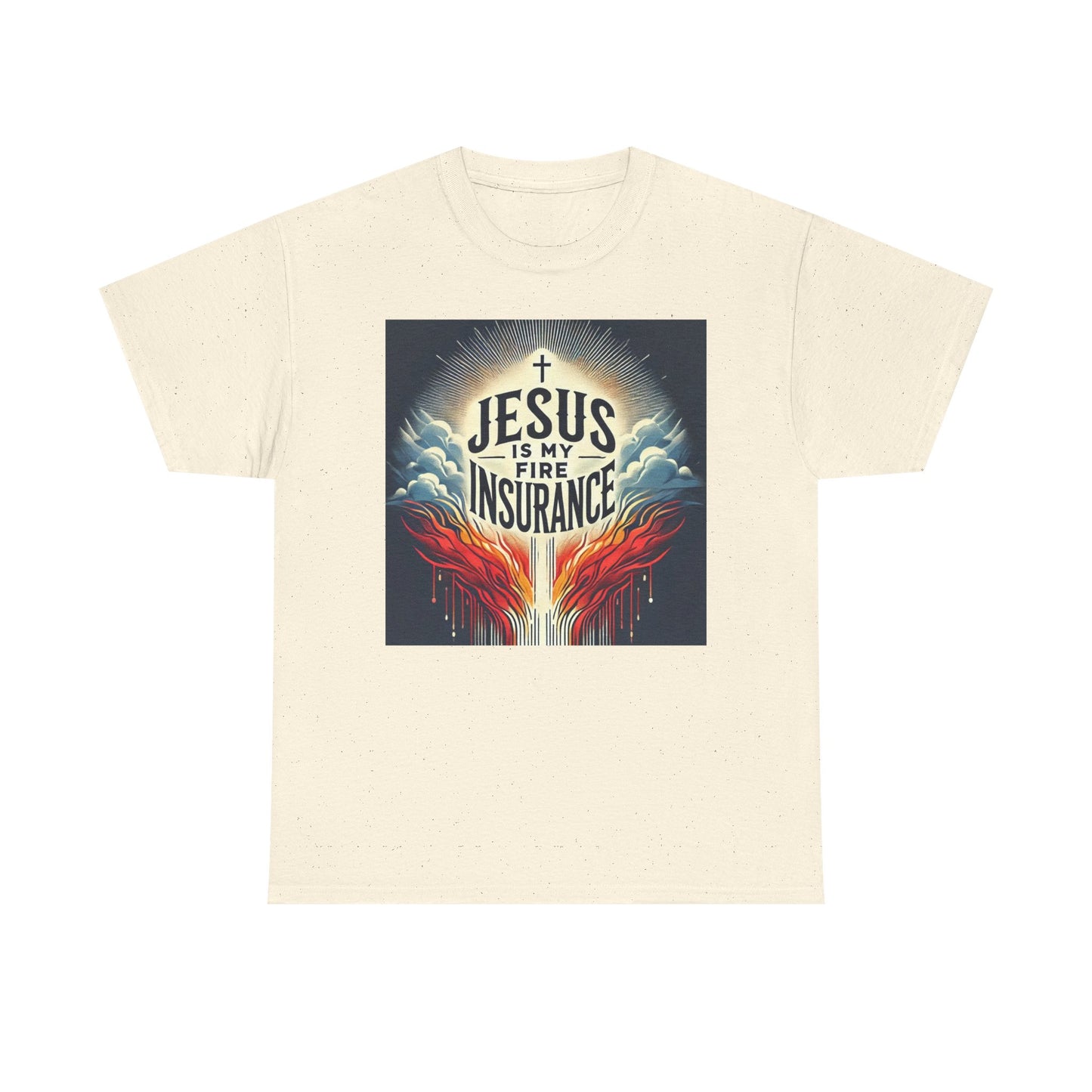 Faith-Inspired Unisex Heavy Cotton Tee - Jesus is My Fire Insurance, Christian Apparel, Religious Gifts, Casual Wear, Unique Tee