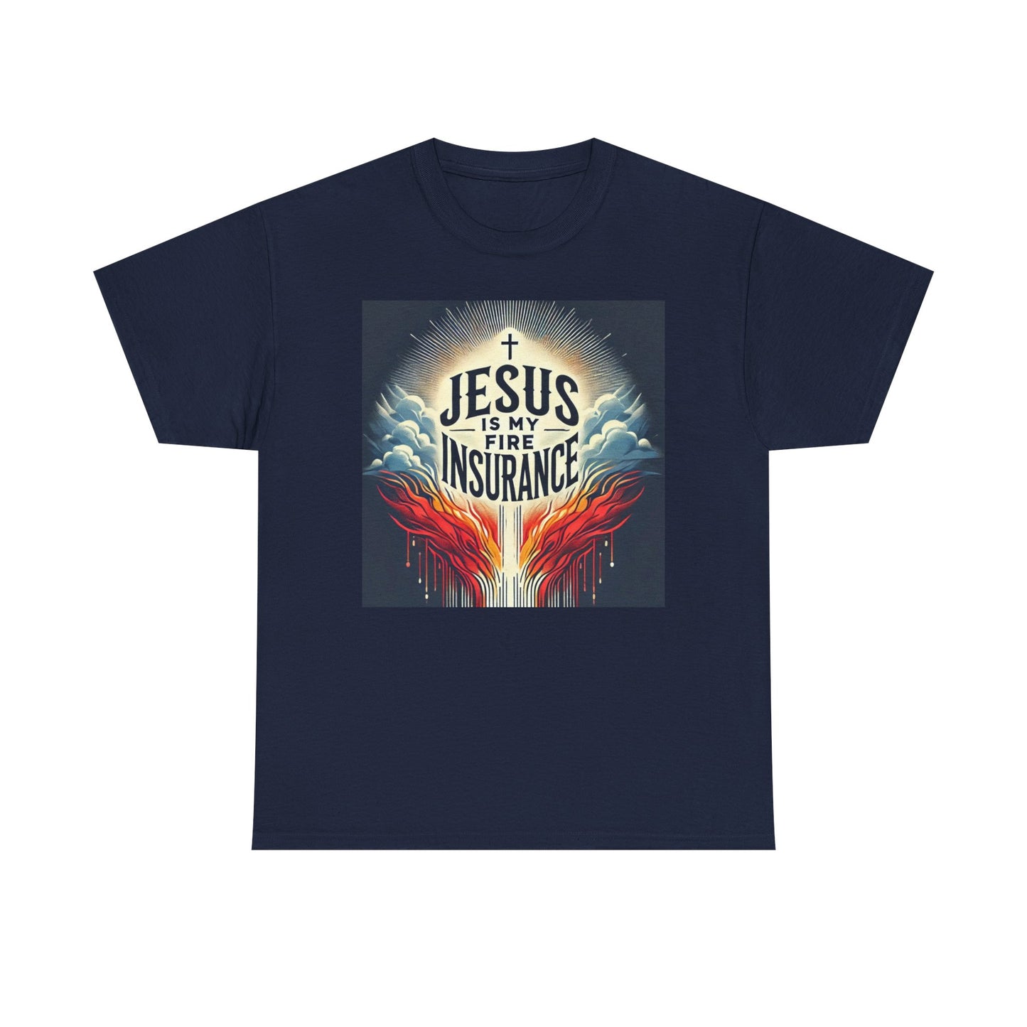 Faith-Inspired Unisex Heavy Cotton Tee - Jesus is My Fire Insurance, Christian Apparel, Religious Gifts, Casual Wear, Unique Tee